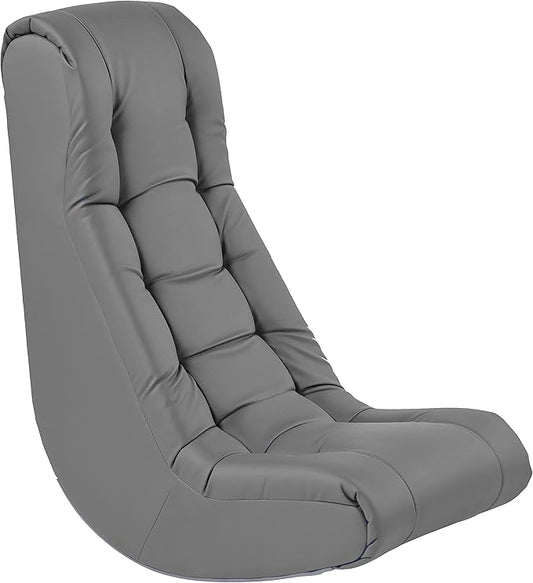 Factory Direct Partners Soft Tufted Floor Rocker - Cushioned Ground Chair for Kids Teens and Adults - Great for Reading, Gaming, Meditating, TV - Coal, 10488-GY