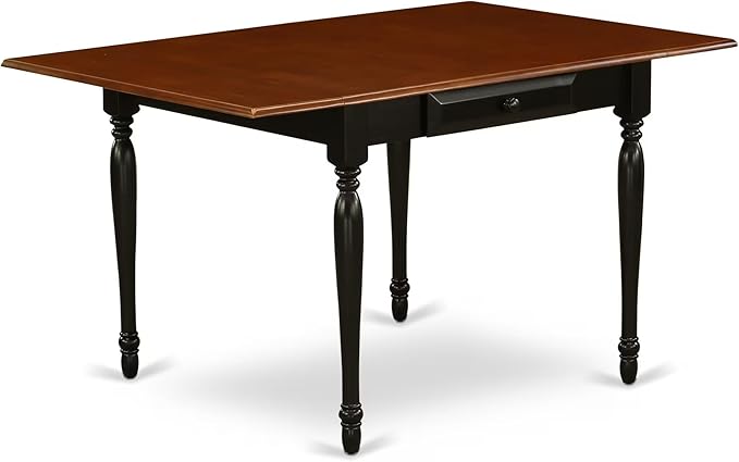 East West Furniture MZNI5-BCH-W 5 Piece Kitchen Table Set for 4 Includes a Rectangle Dining Room Table with Dropleaf and 4 Solid Wood Seat Chairs, 36x54 Inch, Black & Cherry