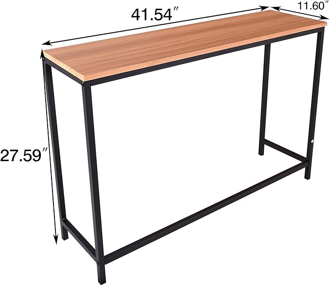 HOMERECOMMEND Console Sofa Tables End Table Computer Desk Coffee Snack Console Tables for Living Room Or Corridor Hallway Teak Color Wood