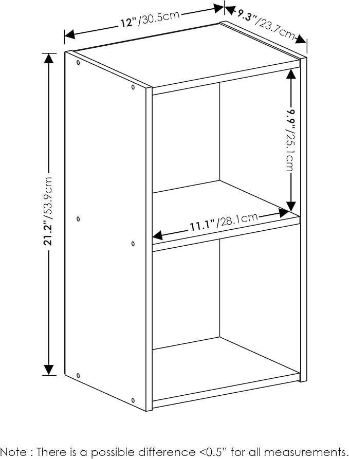 Furinno Luder Bookcase / Book / Storage, 2-Tier Cube, French Oak