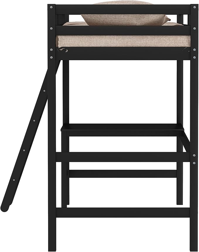 Hillsdale Caspian Youth Solid Wood Twin Loft Bed for Kids Room, Black