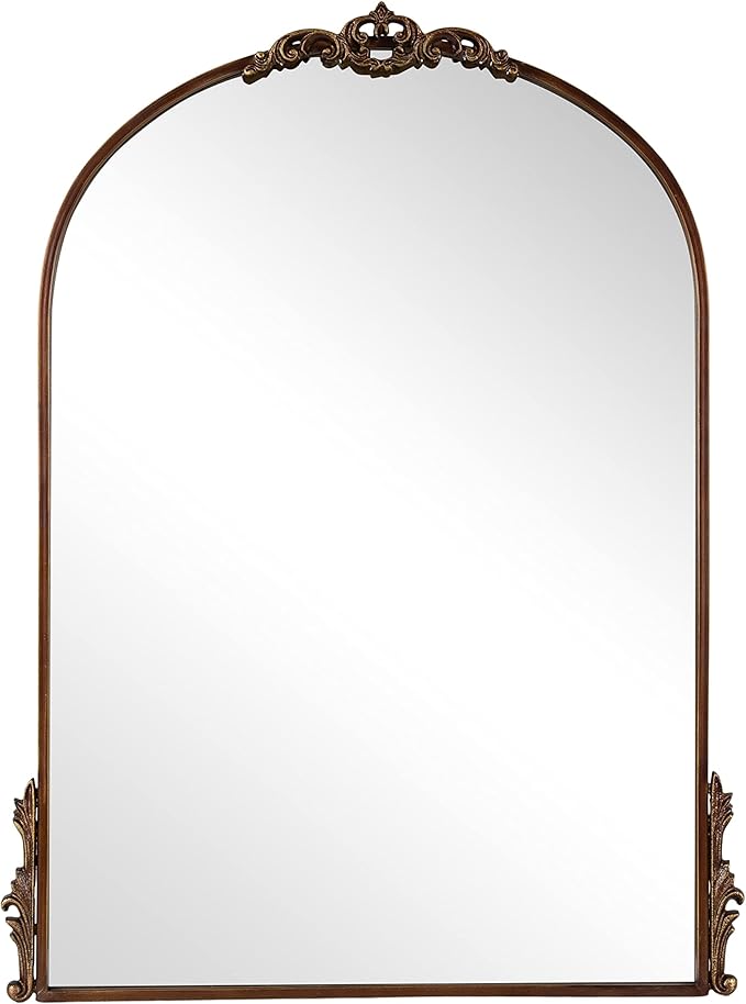Kate and Laurel Myrcelle Traditional Arched Mirror; 25 x 33; Bronze; Decorative Vintage Arch Mirror with Ornate Garland Detailing Along The Crown and Edges of The Frame