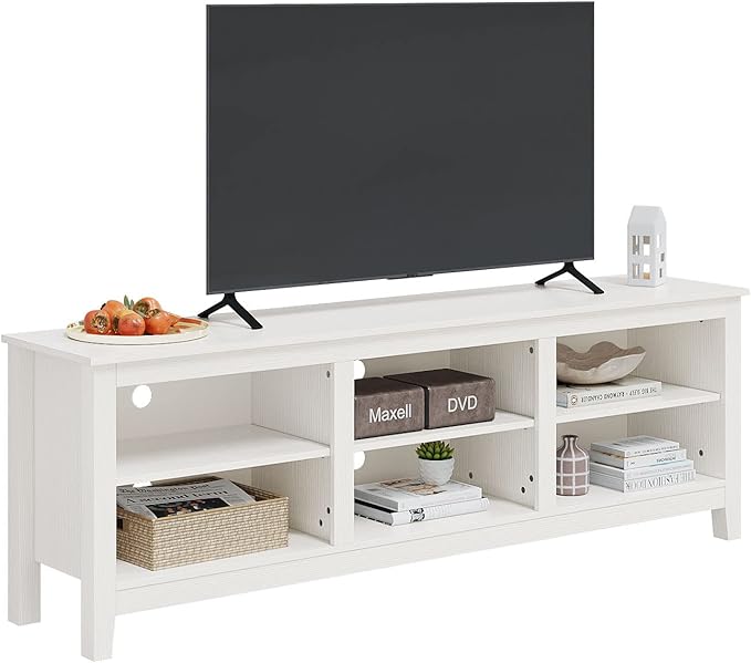 Panana TV Stand with 6 Cubby for 75 inch TV, Television Stands Entertainment Center Media Stand TV Table for Living Room, Bedroom (White 70 inch)