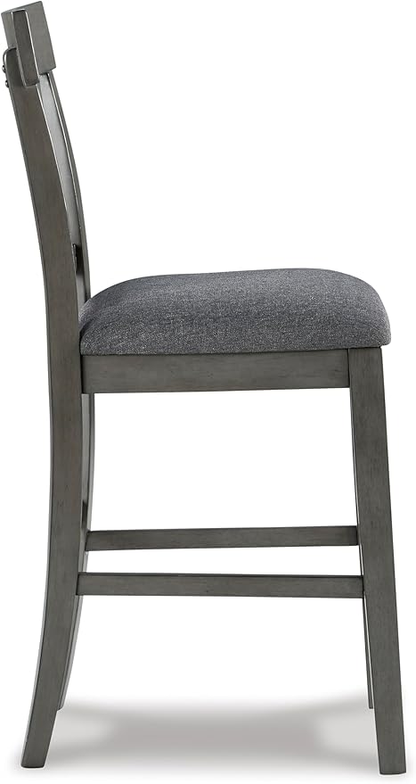 Signature Design by Ashley Hallanden Modern Farmhouse 25.75" Counter Height Upholstered Barstool, Set of 2, Dark Gray
