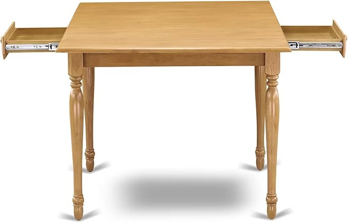 East West Furniture MZNO5-OAK-C 5 Piece Kitchen Table Set for 4 Includes a Rectangle Dining Room Table with Dropleaf and 4 Linen Fabric Upholstered Chairs, 36x54 Inch, Oak