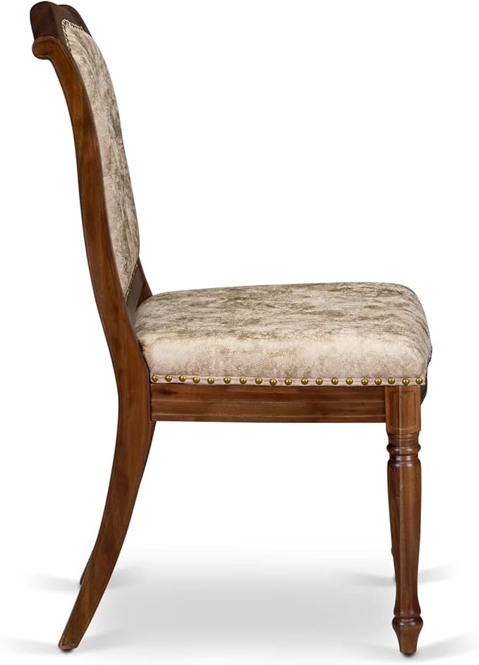 LEMA9-AWA-36 9 Pieces Kitchen Table Set Includes a Rectangular Dining Table and 8 Light Beige Polyester Fabric Dining Chairs, Antique Walnut Finish