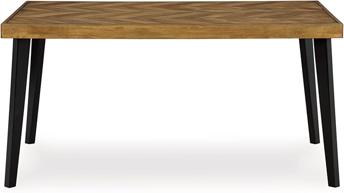 Signature Design by Ashley Blondon Rustic Chevron Dining Table and 6 Chairs, Set of 7, Black & Light Brown
