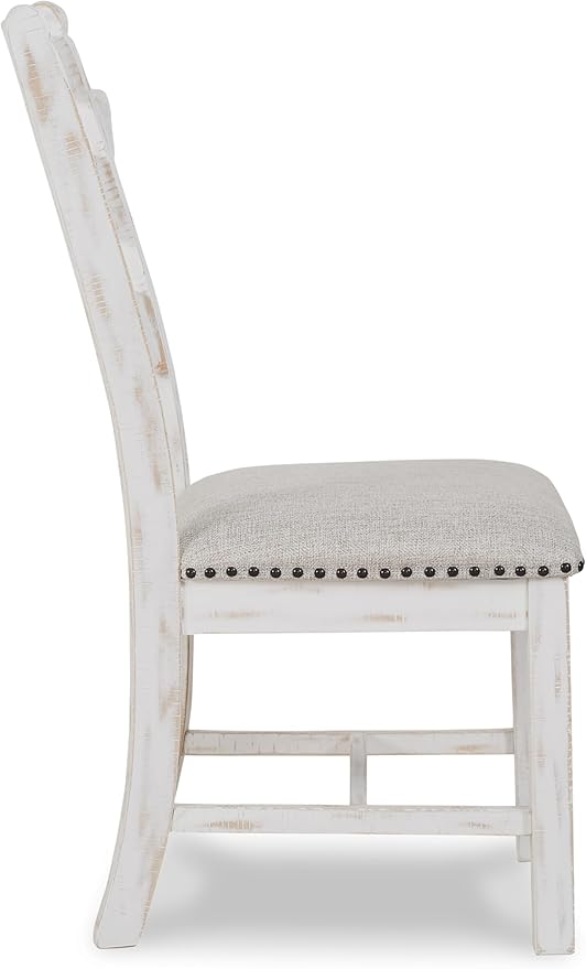 Signature Design by Ashley Valebeck Vintage Farmhouse Cushioned Dining Chair, 2 Count, Whitewash