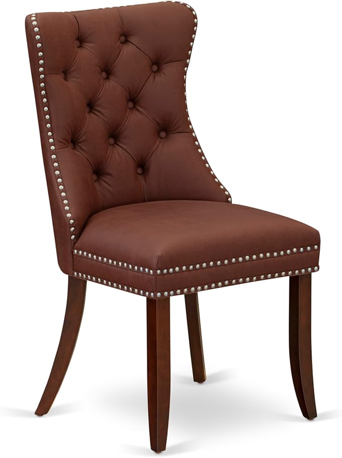 East West Furniture DODA7-MAH-26 7 Piece Dining Room Set Consists of a Rectangle Wooden Table with Butterfly Leaf and 6 Polyester Fabric Upholstered Chairs, 42x78 Inch, Mahogany