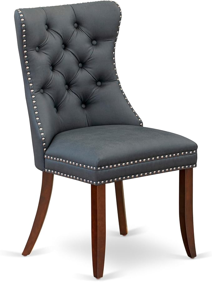 East West Furniture DODA9-MAH-13 9 Piece Dining Set Includes a Rectangle Solid Wood Table with Butterfly Leaf and 8 Polyester Fabric Upholstered Chairs, 42x78 Inch, Mahogany