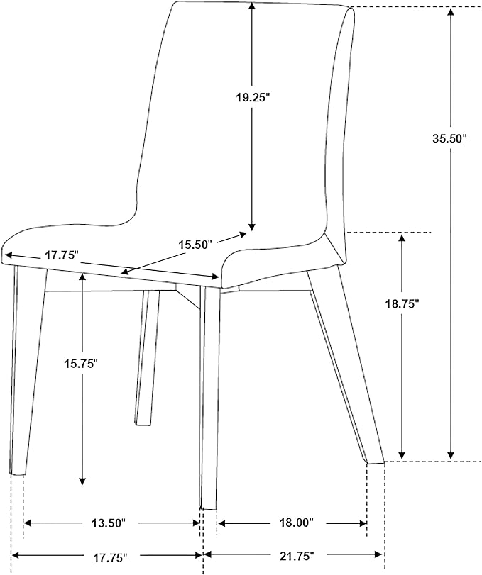 Coaster Home Furnishings - Redbridge - Wood & Fabric - Set of 2 Upholstered Armless Dining Chairs with Soft Cushioned Seating - Home Kitchen & Dining Room - Walnut - 106592