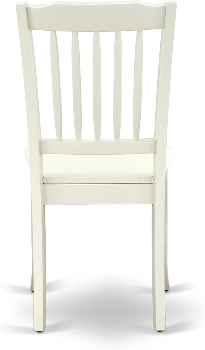 East West Furniture AMDA3-LWH-W 3 Piece Dinette Set for Small Spaces Contains a Round Kitchen Table with Pedestal and 2 Dining Chairs, 36x36 Inch, Linen White