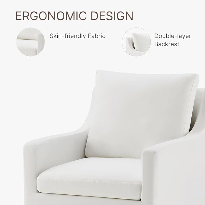 Upholstered Dining Chairs with Casters Washable Cover Side Deskchair with Rollers for Diningroom, Living Room, Cream, 4 Box