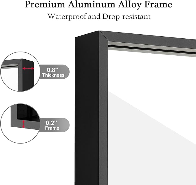26x36 Inch Black Bathroom Mirror, Copper-Free Mirror, Aluminum Alloy Frame Vanity, Rectangle Wall Mounted Modern Mirror for Bedroom/Living Room/Porch Horizontal or Vertical