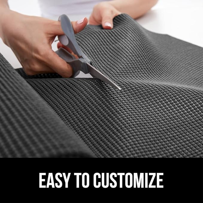 GORILLA GRIP powerGRIP Drawer Shelf and Cabinet Liner, Thick Strong Hold, Non-Adhesive Liners Protect Kitchen Cabinets and Cupboard, Bathroom Drawers, Easy Install, Breathable Mat, 20" x30', Charcoal