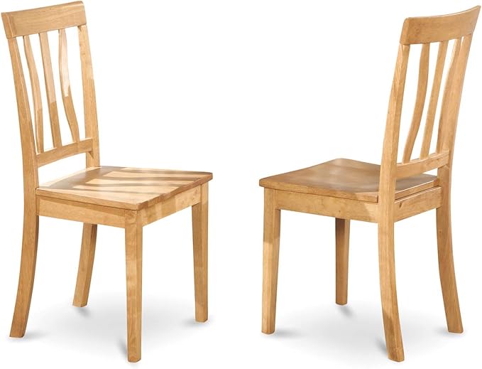 East West Furniture MZAN5-OAK-W 5 Piece Modern Dining Table Set Includes a Rectangle Wooden Table with Dropleaf and 4 Dining Room Chairs, 36x54 Inch, Oak