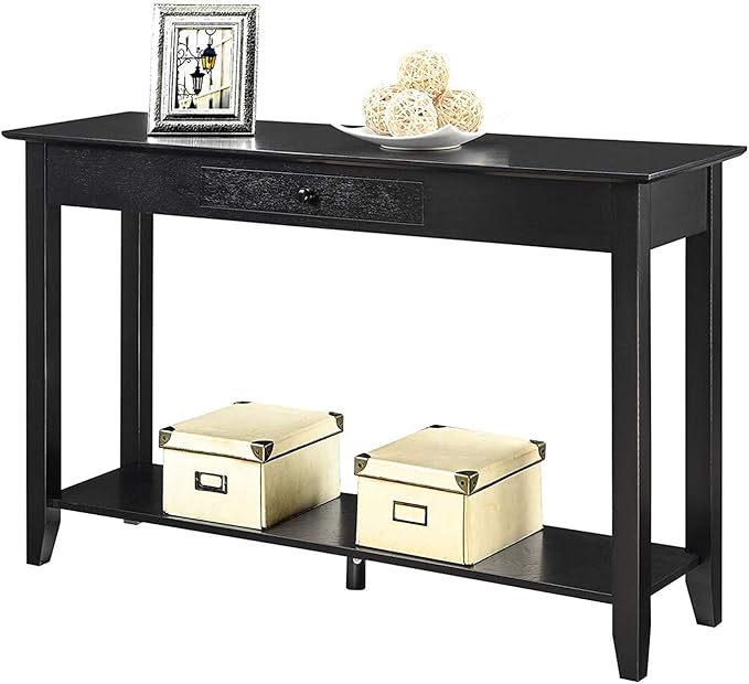 Convenience Concepts American Heritage 1 Drawer Console Table with Shelf, Black