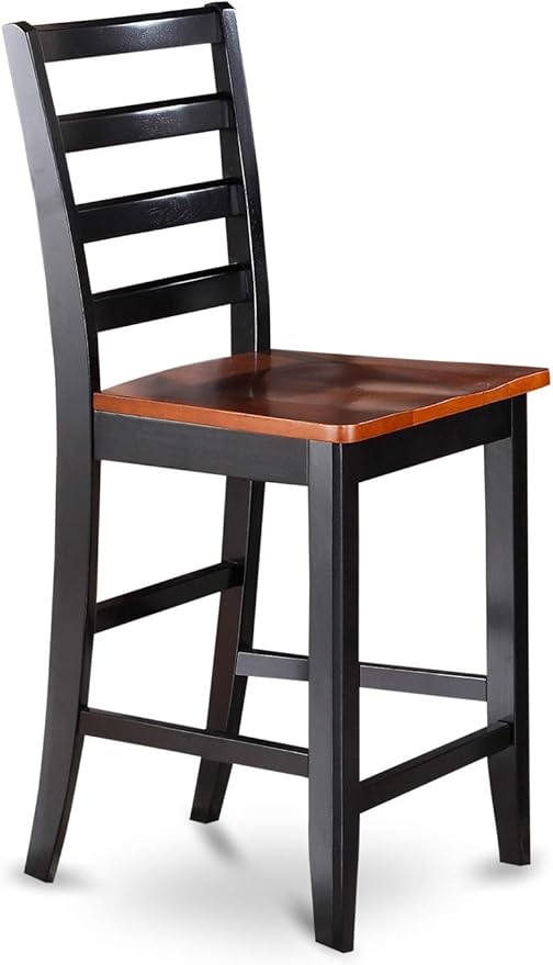 East West Furniture TRFA3-BLK-W 3 Piece Counter Height Dining Set for Small Spaces Contains a Round Dining Room Table and 2 Wooden Seat Chairs, 42x42 Inch, Black & Cherry