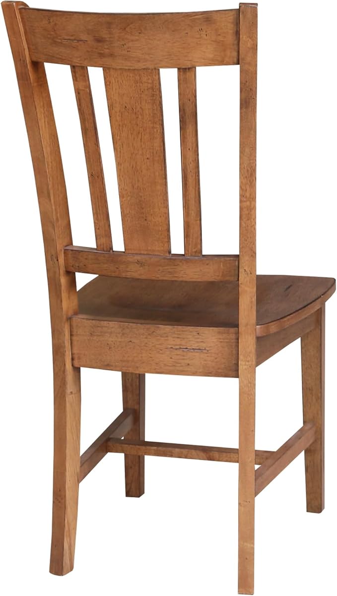 IC INTERNATIONAL CONCEPTS Set of Two San Remo SplatBack Dining Chairs, Distressed Oak