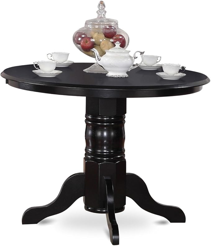 East West Furniture SHCL5-BLK-W 5 Piece Dining Room Table Set Includes a Round Wooden Table with Pedestal and 4 Kitchen Dining Chairs, 42x42 Inch, Black