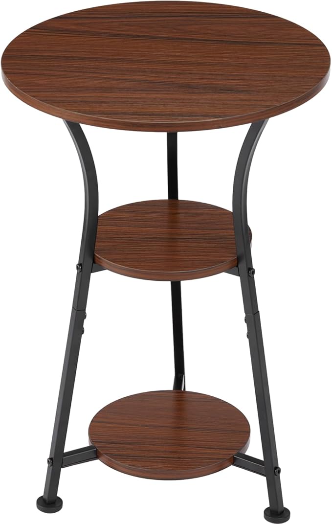 Dulcii Round Side Table for Narrow and Small Spaces,3 Tier Small Round End Table Sofa Side Table for Living Room,Small Bedside Table Round Nightstand for Bedroom