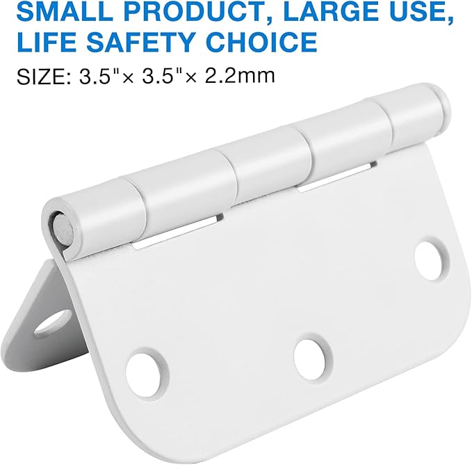 3 Pack White Door Hinges 3.5" Interior Hardware for Doors 3 1/2 Inch Rounded 5/8"Radius Non Removable Pin Bedroom Hinge Bulk Heavy Duty Steel Bisagra De Puerta Blanca Gate Decor Accessories No Squeak