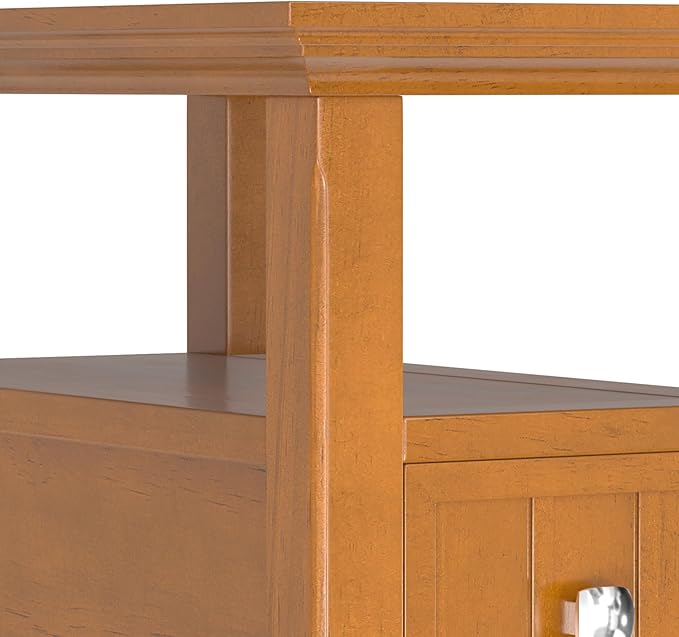 SIMPLIHOME Acadian 14-inch Wide Narrow End Table with Drawer and Open Shelf in Light Golden Brown for Living Room or Bedroom