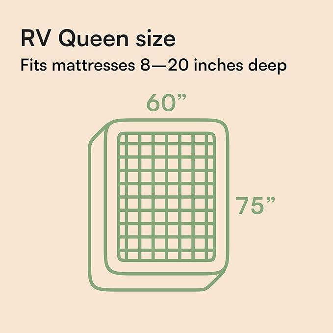 Ultra Soft Queen RV Size Mattress Topper - Viscose Made from Bamboo Pillow Top Mattress Pad for Back Pain Relief - Naturally Cooling for Hot Sleepers, Green