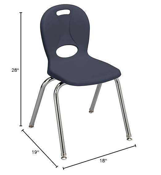 Learniture LNT-116-CSW-NV Learniture Structure Series Stackable School Chairs for Classroom, 16" Seat Height, Navy, Pack of 4