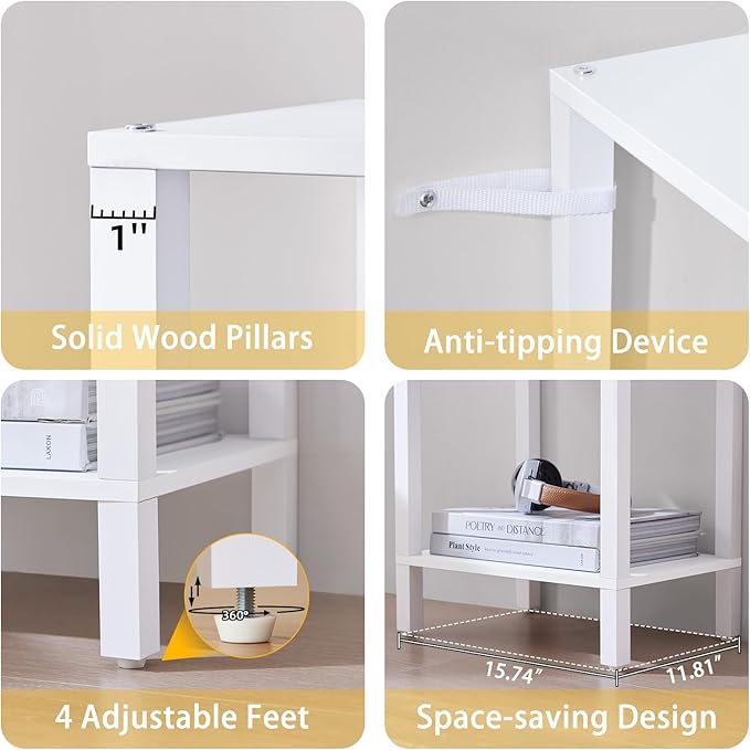 66in Tall Bookshelf 6-Tier Small Narrow Bookcase, Skinny Book Shelf for Small Space, Farmhouse Slim Shelf with Storage, Wood Freestanding Display Thin Bookshelves for Living Room, Office, White