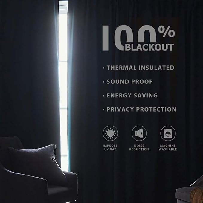 Joydeco 100% Total Blackout Curtains Custom Size for Bedroom Living Room Darkening Long Textured Drapes Thermal Insulated Back & Tab Rod Pocket 1 Panel(Linen,Custom Size)