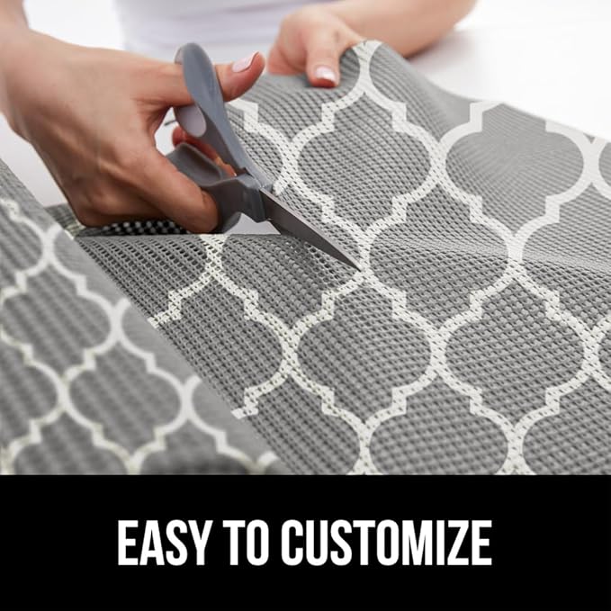 GORILLA GRIP powerGRIP Drawer Shelf and Cabinet Liner, Thick Strong Hold, Non-Adhesive Liners Protect Kitchen Cabinets and Cupboard, Bathroom Drawers, Easy Install, Breathable Mat, 20" x20', Gray