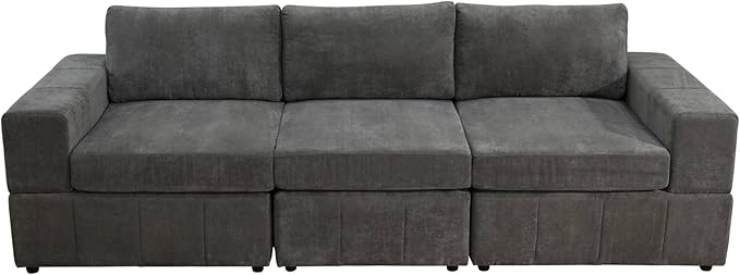 Sectional Couches for Living Room, 103″3 Seater Cloud Couch, Modern Comfy Sectional Sofa with Deep Seats for Bedroom, Office, Small Space, Brown