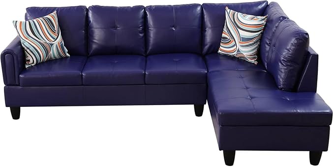 NicBex Sectional Couch 3 Pieces Sofa Set with Left Chaise Faux Leather L Shaped Cloud Couch for Living Room Furniture Sets with Storage Ottoman, Modular Sofa for Living Room & Apartment, Indigo