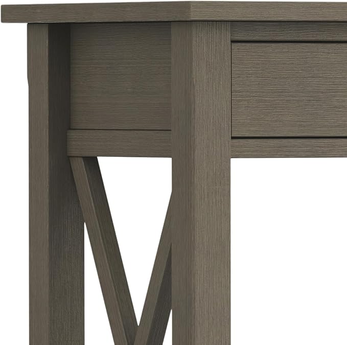 SIMPLIHOME Kitchener Console Table - 47 Inch Wide Solid Wood Sofa Table in Farmhouse Grey, Contemporary Storage Table for Entryway or Living Room with 2 Drawers, Bottom Shelf, and X-Design Side Panels