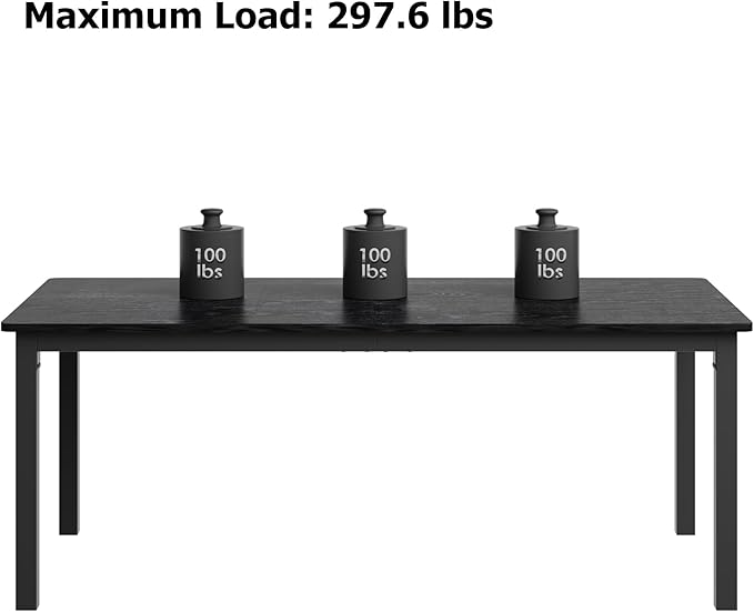 GarveeHome 70.8in Industrial Dining Table for 6, Wooden Long Dinner Table with Mortise Tenon Design, Kitchen Table with Sturdy Metal Legs, for Dining Room Home Office Living Room, Black