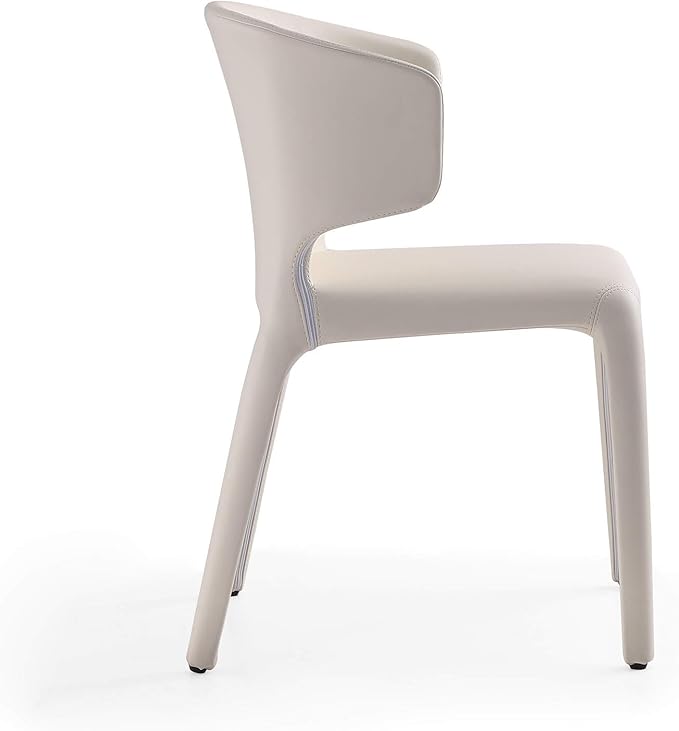 Manhattan Comfort Conrad Mid Century Modern Dining Chairs Woven Tweed Upholstered Kitchen Furniture with Contoured Back, Foam Padding & Metal Legs, Set of 2, Cream