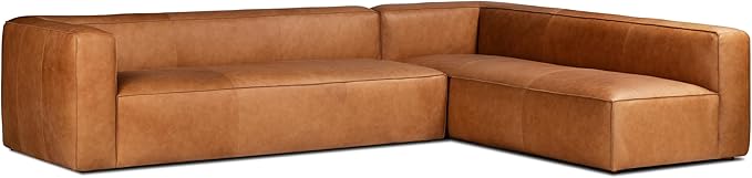 POLY & BARK Piazza Reversible Corner Sectional 125" Sofa in Bourbon Tan