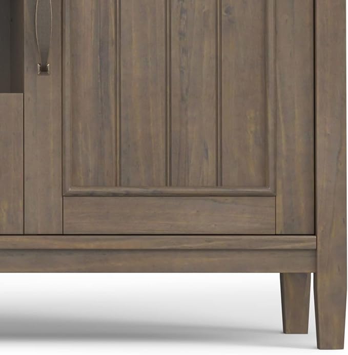 SIMPLIHOME Lev SOLID WOOD 53 Inch Wide Contemporary TV Media Stand in Smoky Brown for TVs up to 60 Inches, For the Living Room and Entertainment Center
