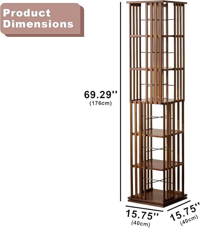 6 Tier Book Shelf,Modern Bookshelves Organizer,Walnut