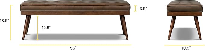 POLY & BARK Napa Luca Leather Bench in Cocoa Brown
