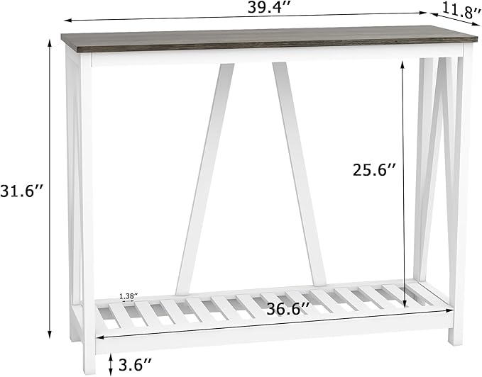 Farmhouse Console Table for Entryway, 39.3 Inch Sofa Table with Storage Shelf, Hallway Table, Narrow Behind Couch Table for Foyer, Living Room，Dark Oak