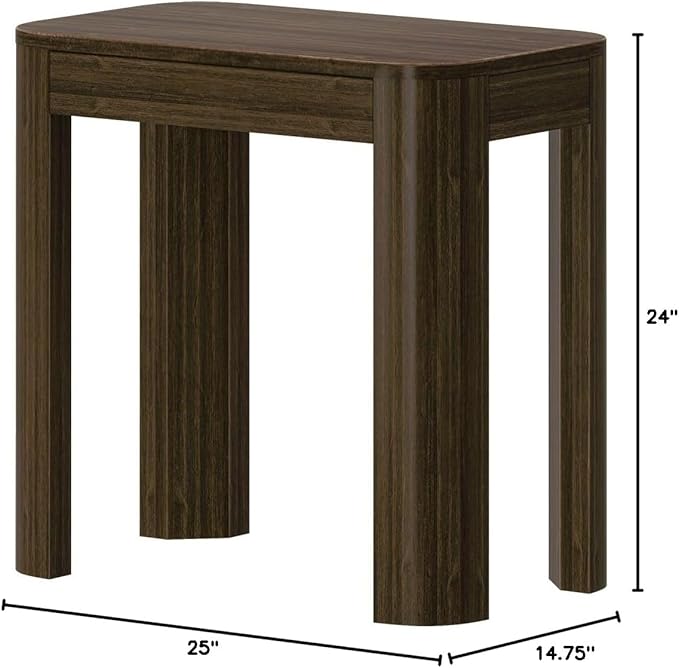 Plank+Beam Modern Rounded Rectangular Side Table, Solid Wood End Table for Living Room, 25in, Walnut