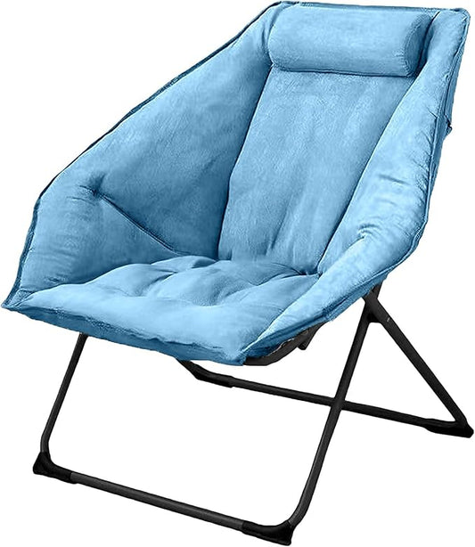 Hexagon Foldable Living Room Chair, Saucer Chair for Adults, Comfy Bedroom Lounge Chair, Moon Chair, Lazy Folding Chair for Dorm Rooms(Chair-Blue)