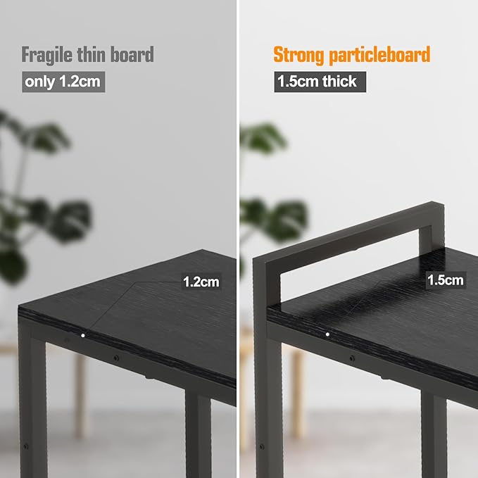 Narrow Console Table, 2 Tier Small Entryway Table, Sofa Table with 2 Support Bar, Industrial Couch Table, Thin Side Table, Display Table for Living Room, Hallway, Bedroom, Foyer, Black