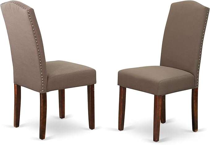 East West Furniture NDEN3-MAH-18 3 Piece Dining Set Contains a Rectangle Dining Room Table with Dropleaf and 2 Dark Coffee Linen Fabric Upholstered Chairs, 30x48 Inch, Mahogany