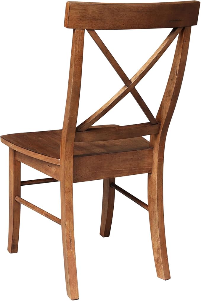 IC International Concepts Set of Two X-Back Dining Chairs, Distressed Oak