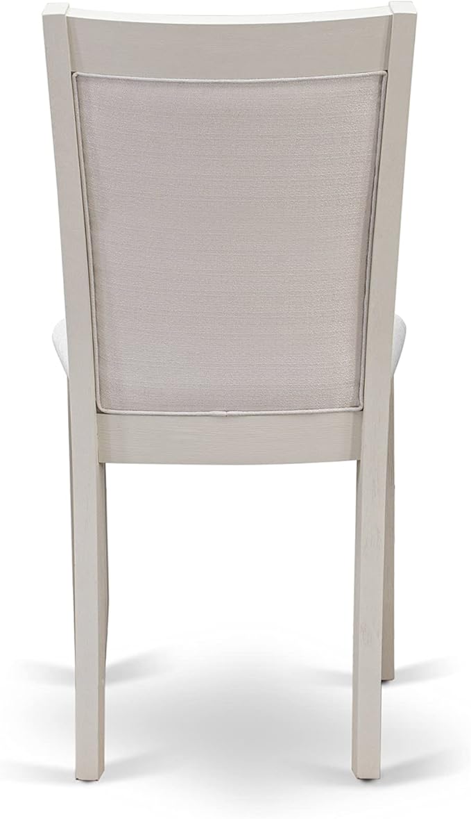 East West Furniture V027MZ001-5 5 Piece Dining Room Furniture Set Includes a Rectangle Dining Table with V-Legs and 4 Cream Linen Fabric Parsons Chairs, 40x72 Inch, Multi-Color