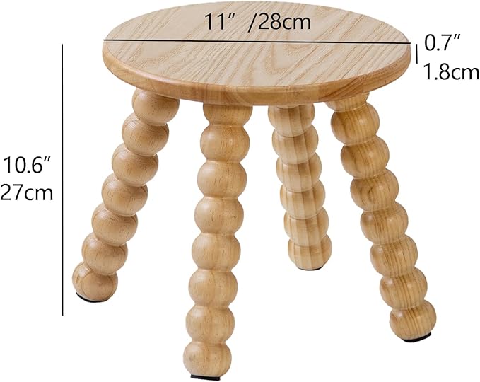 Solid Wooden Step Stool for Kids Adults, 10 inch Short Chair Perfect Matched Sensory Table, Sturdy and Versatile Foot Stool for Bathroom, Kitchen, Bedroom, Plant Stand Natural (1, Burlywood)