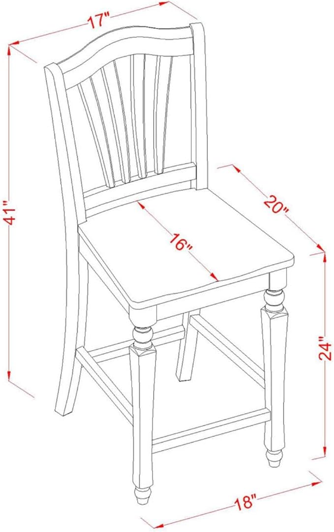 East West Furniture TRCH5-BLK-W 5 Piece Counter Height Pub Set Includes a Round Dining Table and 4 Kitchen Dining Chairs, 42x42 Inch, Black & Cherry